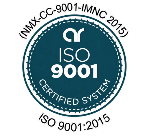 ISO 9001:2015 Quality Management System certification seal.