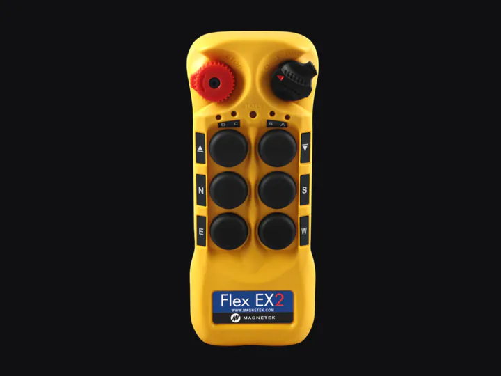 Radiocontrol industrial amarillo Magnetek Flex EX2 para operación de grúas