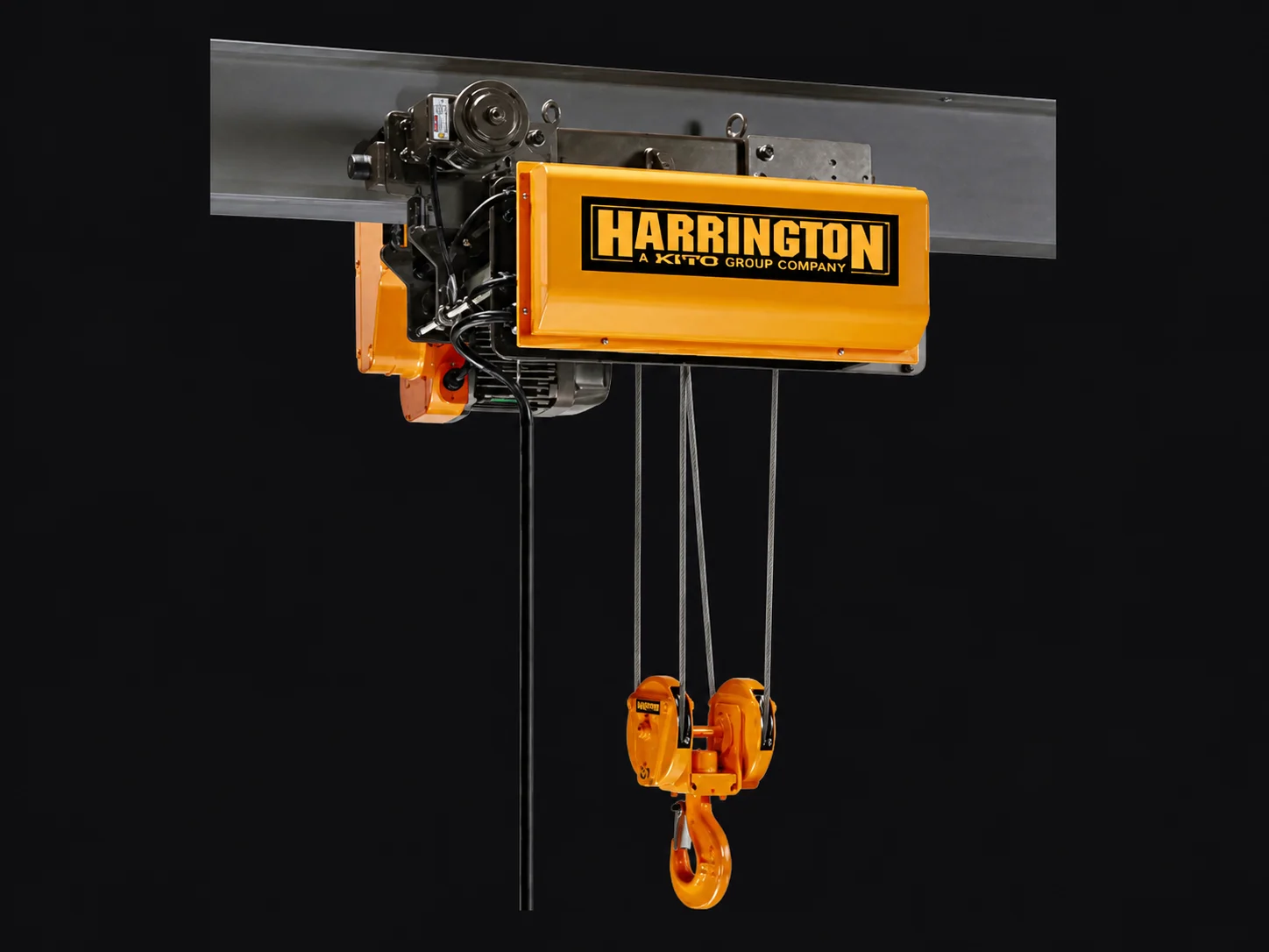 Polipasto de carro Harrington RY de cable de acero montado sobre viga